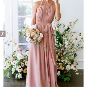 Revelry | Burgundy Eliza Chiffon Faux Wrap Bridesmaids Dress